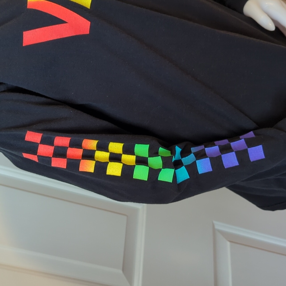Vibes Rainbow Checkered Vans Style Graphic Long Sleeve Size L - Picture 3 of 6